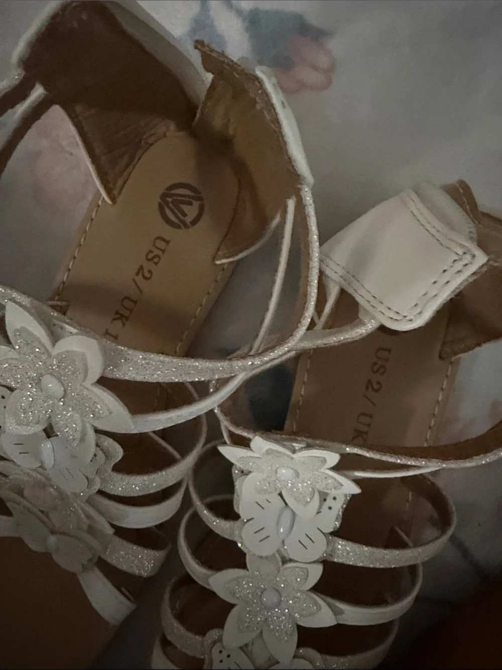 Girls White Floral Butterfly Strappy Sandals